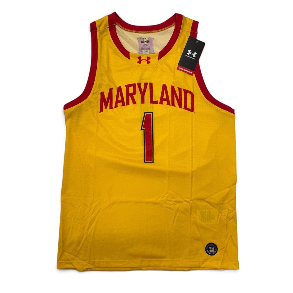 Under Armour Maryland Terrapins Basketball Jersey Yellow Mens Small NWT #1 Terps